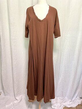 Free People Relaxed Tee Shirt T-Shirt Maxi Dress Bohemian Boho Rust size Large